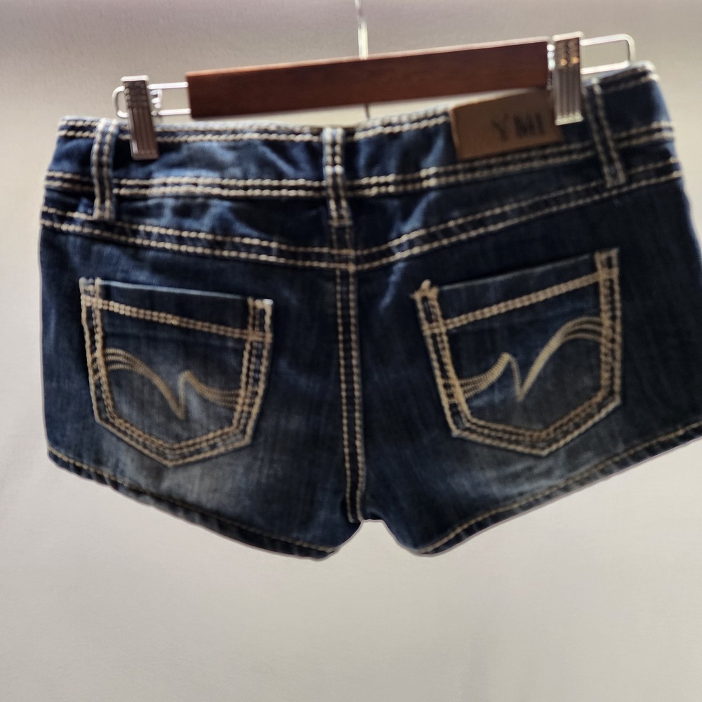 YMI Distressed Denim Shorts‎ Low Rise Micro Mini Dark Wash Juniors 7